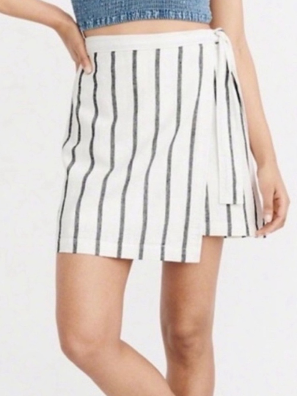 Abercrombie Linen Cotton Wrap Striped Mini Skirt Sz M